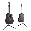 High Quality Acoustic Guitars On Sturdy Stands For Musical Instrument