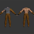 Man 3D Models With Different Outfits Brown Pants Black Wrist Guards And Boots