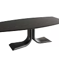 Modern Black Rectangular Dining Table With Unique Curved Base And Sleek Surface 3d model