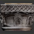 Decorative Carved Stone Pedestal With Intricate Patterns And White Top Surface 3d model