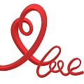 Modern Artistic Red Heart Shape Design With Love Text Decoration Elements