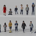 Children in Different Poses Standing Sitting Playing With Ball and Casual Outfits