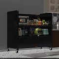 Gray Multi Tier Kitchen Storage Rack With Microwave Coffee Maker Jars Fruits Vegetables And Wheels