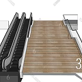 Modern Escalator Structure With Wooden Platform And 3D Model Design 3d model