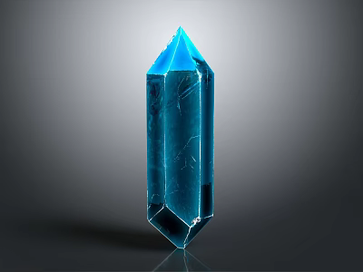 Shiny Transparent Blue Crystal In Prismatic Shape With Vibrant Hue On Dark Gray Background 3d model
