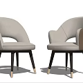 Modern Light Gray Dining Chairs With Curved Backrest Dark Legs And Gold Feet 3d model