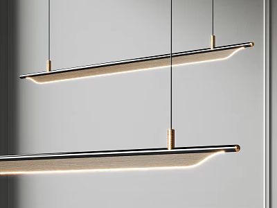 Modern Slim Linear Chandelier Design With Metallic Frame And Illuminated Light For Interior 3d model