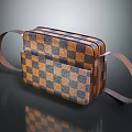 Stylish Brown And Blue Checkerboard Pattern Leather Crossbody Bag With Adjustable Strap 3d model
