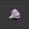Fresh Purple Garlic Bulb Placed on Orange Checkered Mat Surface