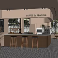 Coffee Shop Interior For Reading With Wooden Counter Stools Large Windows And Potted Plant Decor