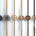 Modern Decorative Handles With Brass And Black Metal Circular Engraved Patterns For Furniture