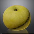 Fresh Yellow Apple With Smooth Skin And Small Dots On Dark Background