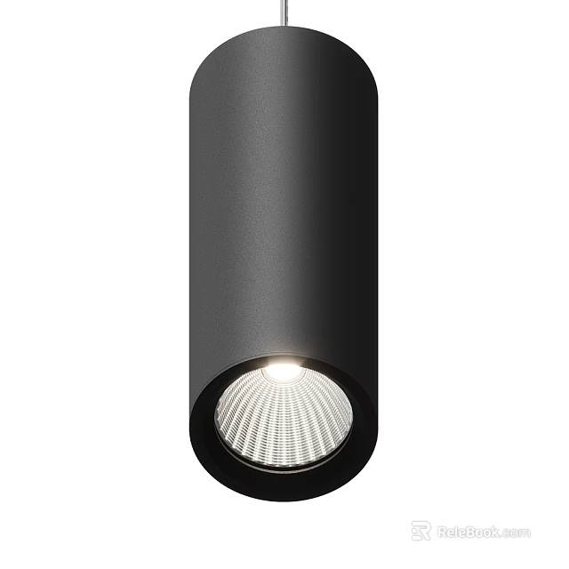Black Cylindrical Pendant Light With Illuminated Mesh Shade For Modern Interior 3d model 