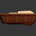 Fresh Artisan Bread Loaves with Cross Patterns in Red Wicker Basket