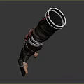 Black Mechanical Glove With Red Accents Blue Details And Metal Rings Design