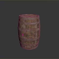 Vintage Wooden Barrel With Metal Hoops And Natural Wood Grain Design
