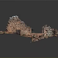 Ancient Red Brick Building Ruins With Weathered Stone Walls And Structures