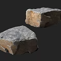 Two Natural Stone Blocks And Wooden Pieces With Rough Surface Texture For Decor Projects