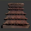 Elegant Wooden Layered Furniture With Stacked Carved Design And Tiered Structure
