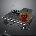 Metal Platform Structure With Small Yellow House Antennas Equipment And Metal Legs