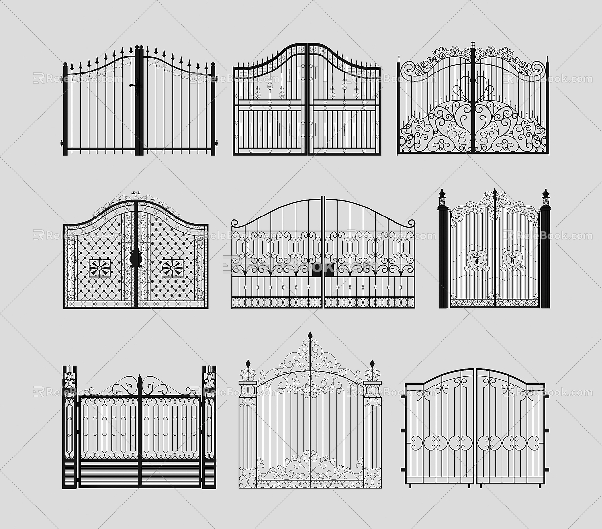 Jane Europe wrought iron gate courtyard gate villa gate 3d model