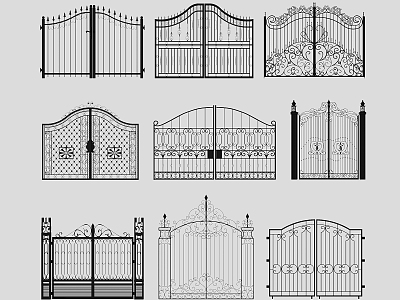 Jane Europe wrought iron gate courtyard gate villa gate 3d model