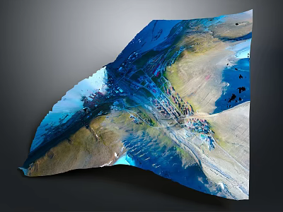 Scenic Garden Landscape With Lush Greenery Clear Blue Water And Natural Rock Formations 3d model
