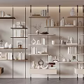 Modern Living Room Shelving Unit With Books Decorative Vases And Sculptures