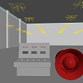 Industrial Equipment Featuring Control Console With Display Screens And Red Ventilation Fan