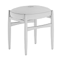 Modern Round Sofa Stool With Soft Yellow Velvet Cushion And Sturdy Dark Solid Wood Legs