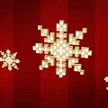 Pixel Art Gold Snowflakes With Decorative Design On Red Background