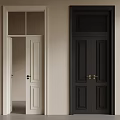 Modern Double Doors In White And Black Wood With Brass Handles Interior Design Style
