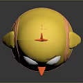 Yellow Cartoon Chicken With Orange Comb Big Eyes Sad Expression Orange Bib And Blue Feet