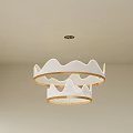 Modern Double Layer Wave Design Pendant Light with White Shade and Gold Frame