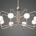 Modern Elegant Chandelier With Spherical White Bulbs And Geometric Metal Frame