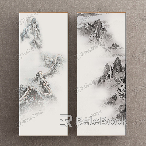 New Chinese Landscape Painting Black and White Hallway Landscape model