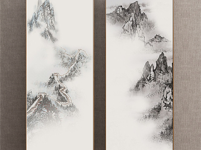 New Chinese Landscape Painting Black and White Hallway Landscape model