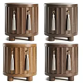 Modern Wooden Chest of Drawers With Vertical Stripes White Tassels and Metal Hooks