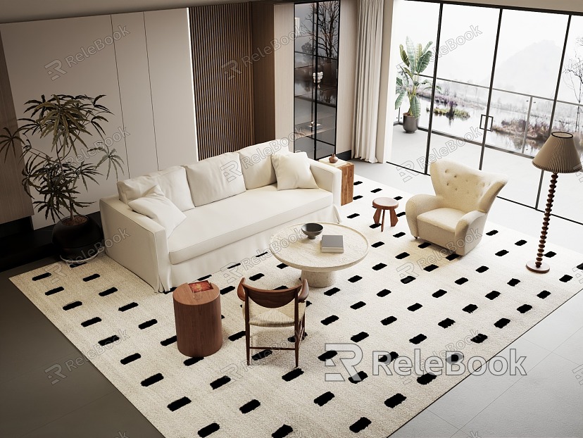 Modern sofa coffee table combination model