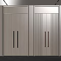Interior Double Doors With Light Wooden Finish Vertical Slats And Brass Handles