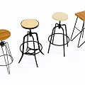 Modern Bar Stools With Different Designs Wooden Light Colored Seats And Metal Frames