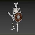 Mythical Skeleton Warrior Character In Horned Helmet With Armor Sword And Shield