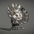 Parabolic Satellite Antenna With Metallic Frame Structure And Support Stand 3d model