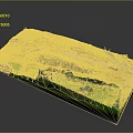 3D Terrain Model with Green Grass Dirt Areas Path and Vehicle