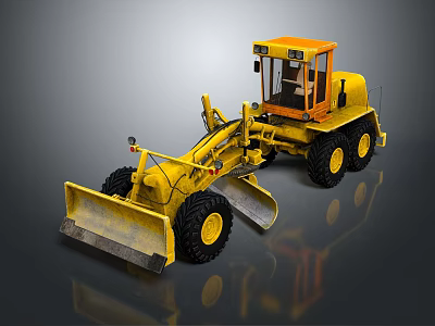 Yellow Bulldozer With Front Blade Large Tires Enclosed Cab And Industrial Design 3d model