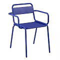 Black Metal Frame Chair With Leather Backrest And Metal Slat Seat