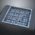 Industrial Architectural Grid Panel With Gray Border White Lattice And Red Stained Spots