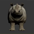 White Rhinoceros Sculpture Model Standing On Smooth Surface With Gray Background 3d model