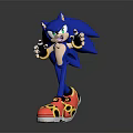 Sonic The Blue Hedgehog Character With Green Eyes And Red Shoes In Dynamic Pose