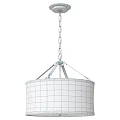 Elegant Hanging Chandelier With Gold Chain Wooden Accents And White Lampshade